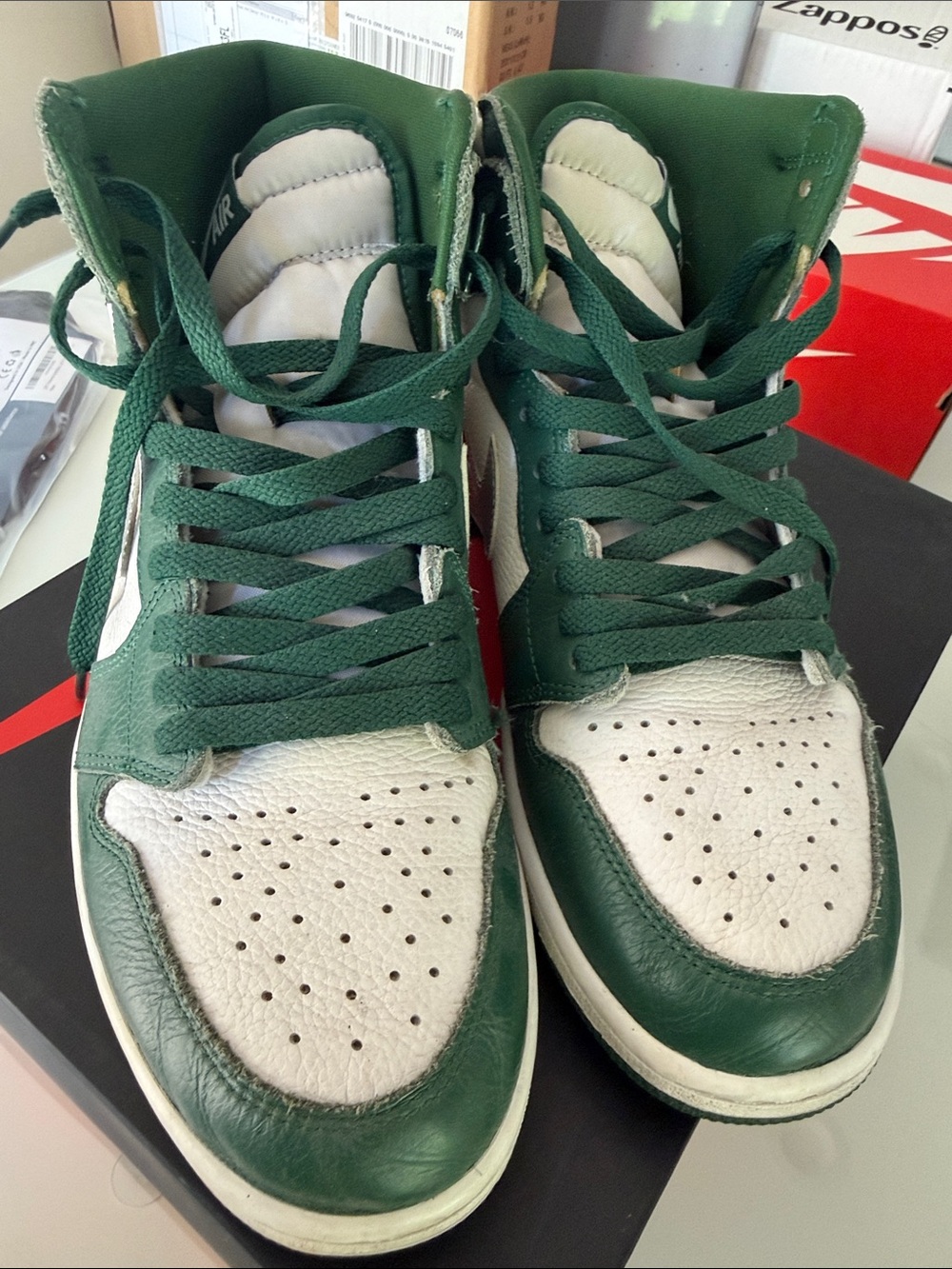 Green & White High-Top Sneakers Air Jordan number one retro high OG